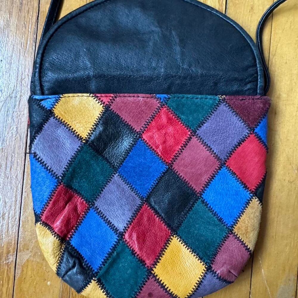 Multicoloured patchwork leather crossbody bag - Picture 5 of 7
